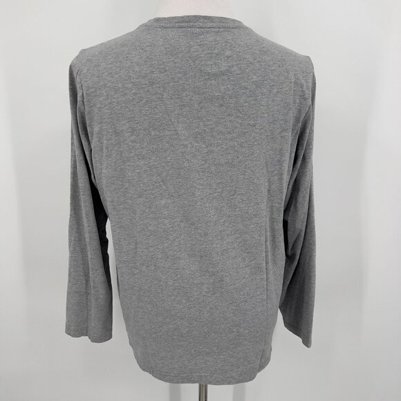 Adidas Gray Long Sleeve Logo T-Shirt Tee Men's L Large 100% Cotton Crewneck Casu - Picture 3 of 5